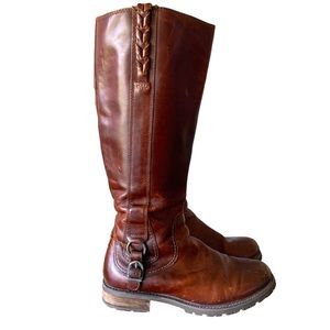 Ariat Leather Distressed Zip Up Lug Tall Riding Boots Brown 8.5B Water Resistant